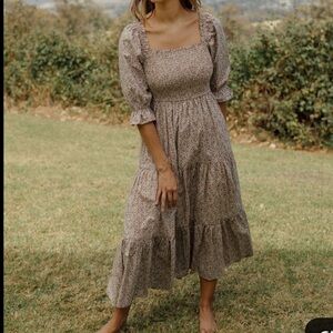 Floral Square Neck Dress